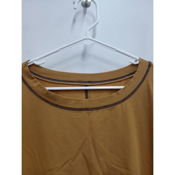 Belle Kim Gravel Womens BOHO Top 2X Mustard Yellow Floral Balloon Sleeve Casual - Picture 2 of 8